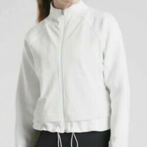 Athleta- Heavyweight White Reflective Zip Up Jacket, Size M